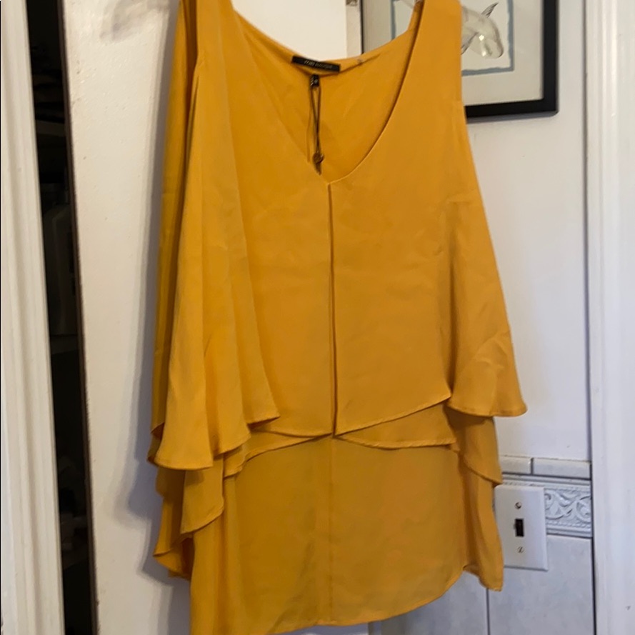 Kobi Halperin 100% Silk Ruffle Trim Tank